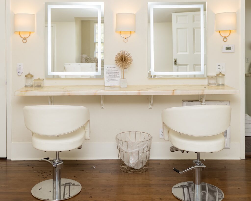 Makeup stations for Bride and Maid-of-Honor